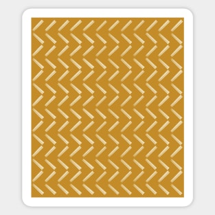 White on Mustard Yellow Stripe Chevrons Sticker